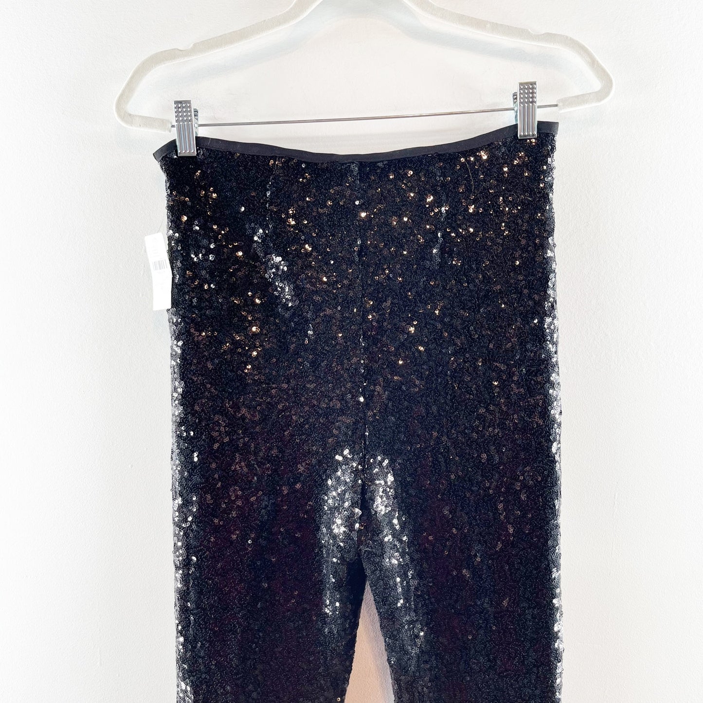 Anthropologie The Joni Sequin Flare Leg Pants Black 4 NWT