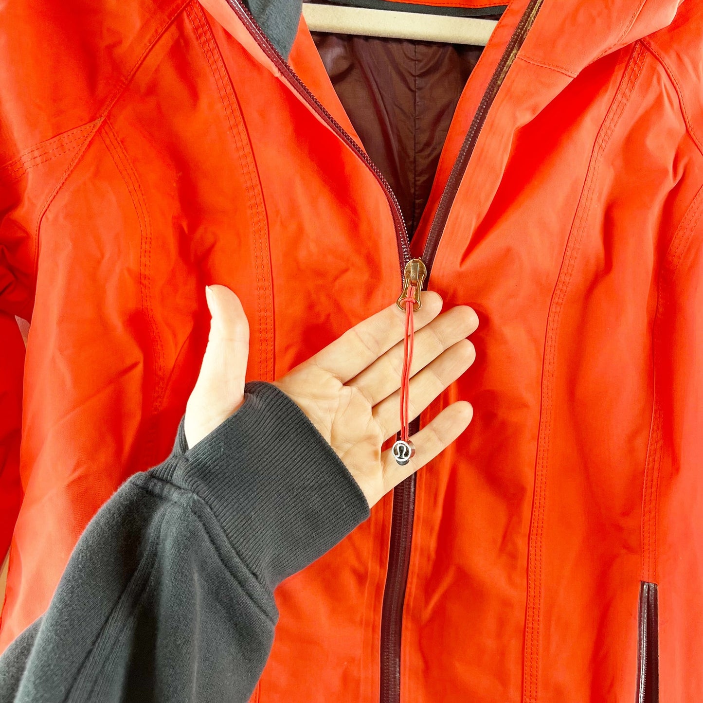 Lululemon Athletica Full Zip Right As Rain Jacket Parka Flare Bordeaux Drama 6