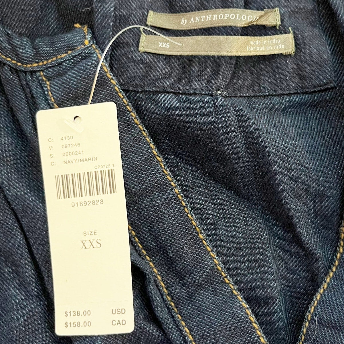 Anthropologie The Somerset Mini Dress Denim Edition Blue XXS