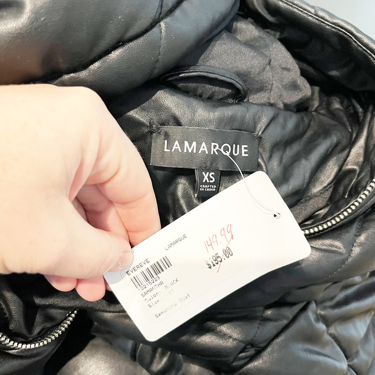 Lamarque Samantha Black Quilted Puffer Winter Parka Coat Jacket XS