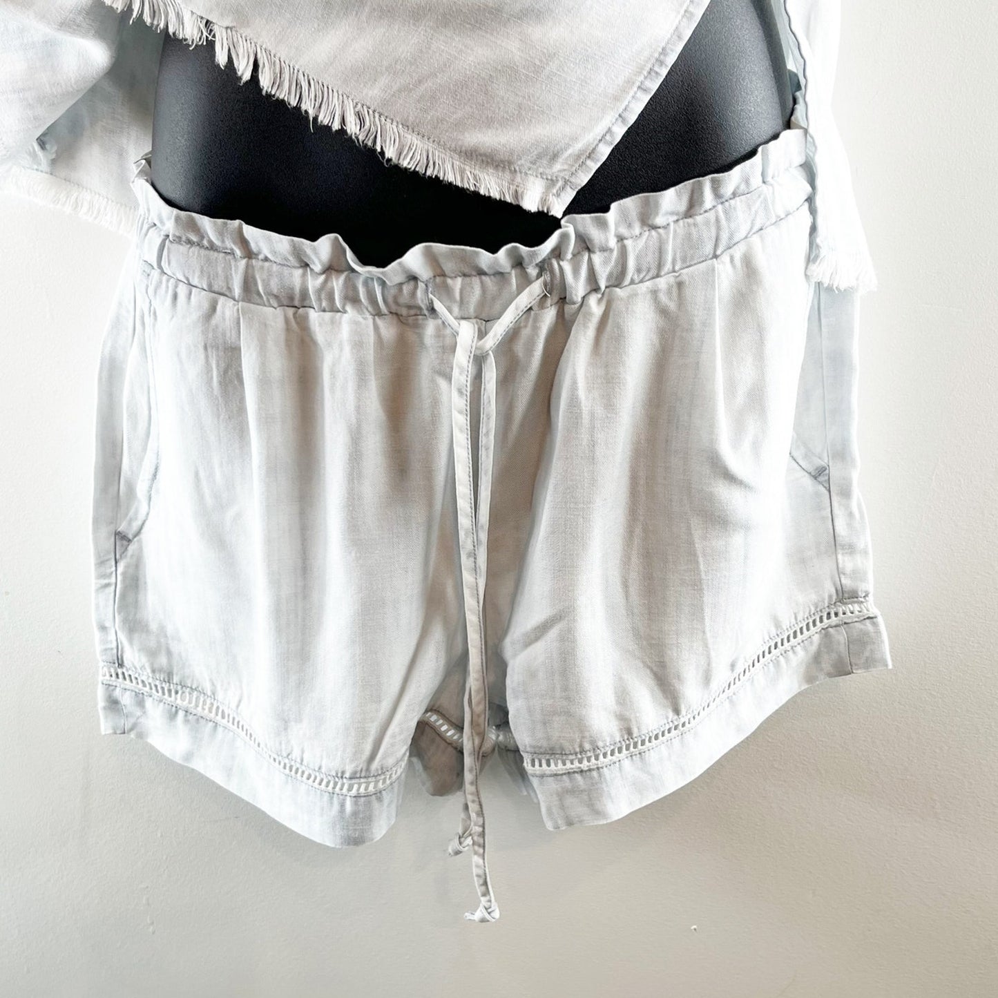 Cloth & Stone Short Sleeve Chambray Shorts Top Matching Set Blue Small