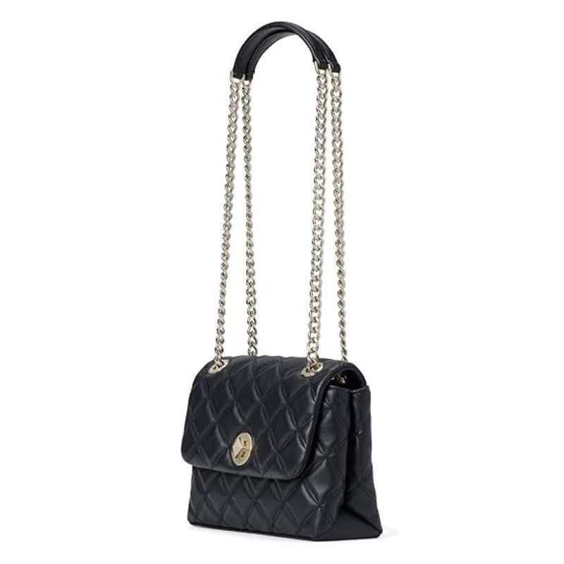 Kate Spade Natalia Quilted Black Leather Flap Shoulder Bag with Chain Strap