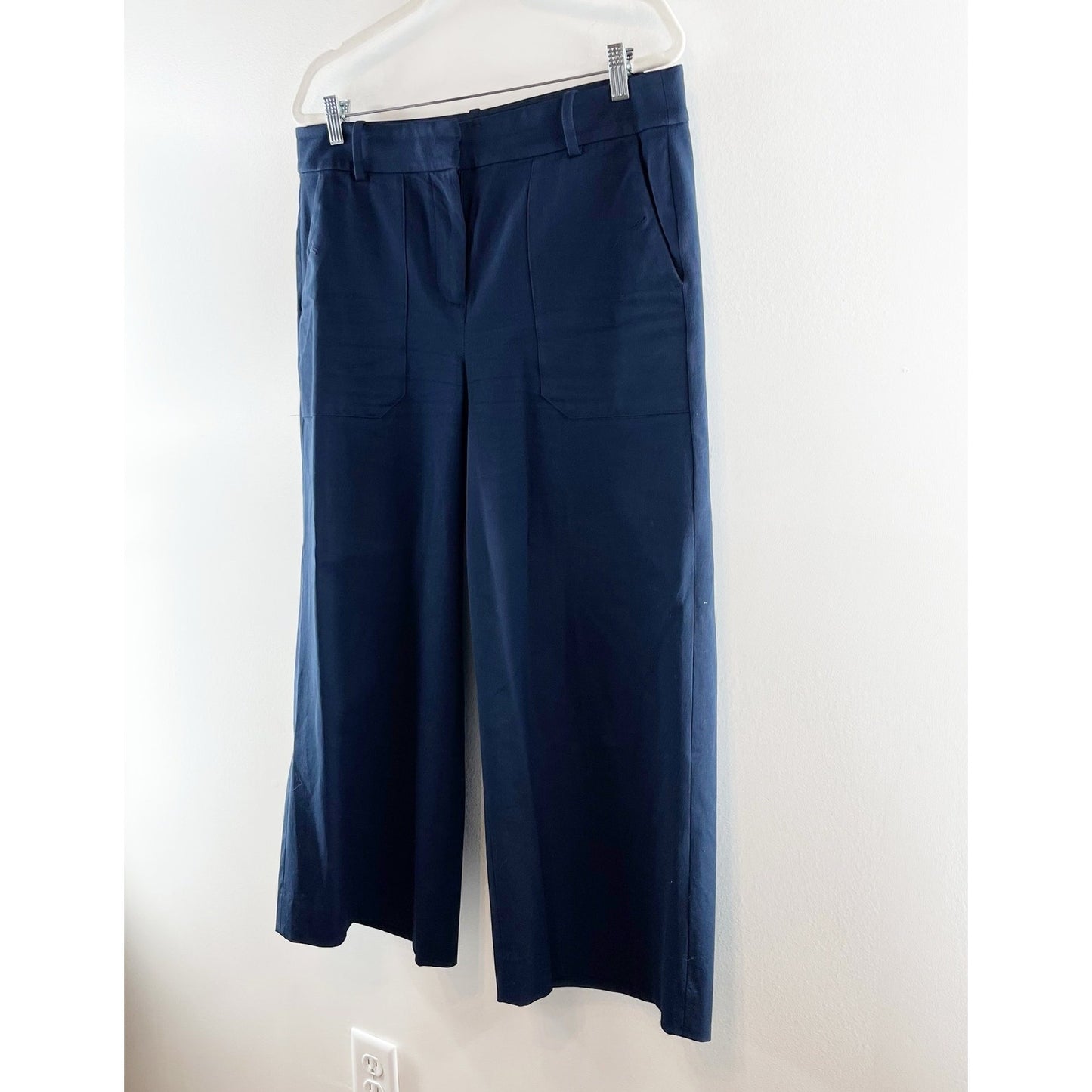 J. Crew Sydney High Rise Cropped Wide Leg Pants Trousers Navy Blue 14