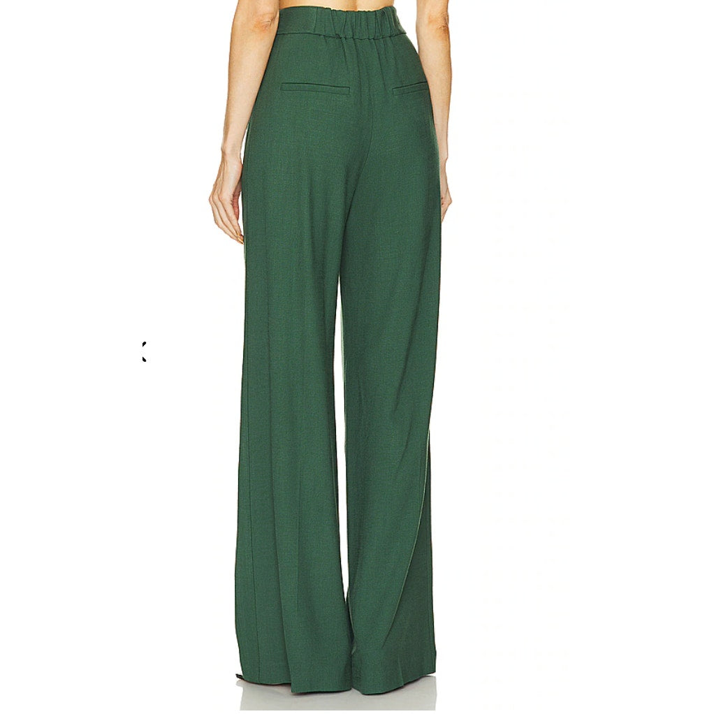 Veronica Beard Marbeau High Rise Wide Leg Trouser Pants Forest Green 12