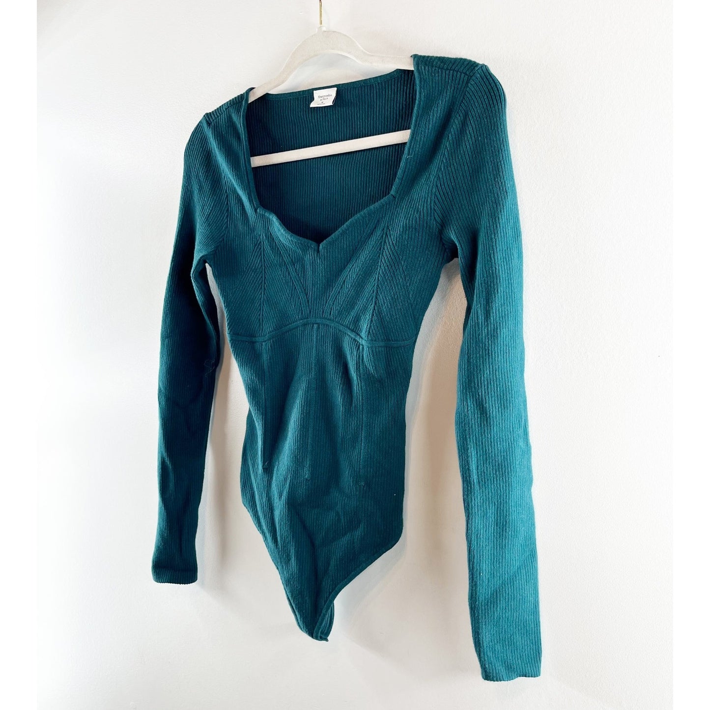 Abercrombie Long Sleeve Sweetheart Neckline Sweater Bodysuit Green Medium