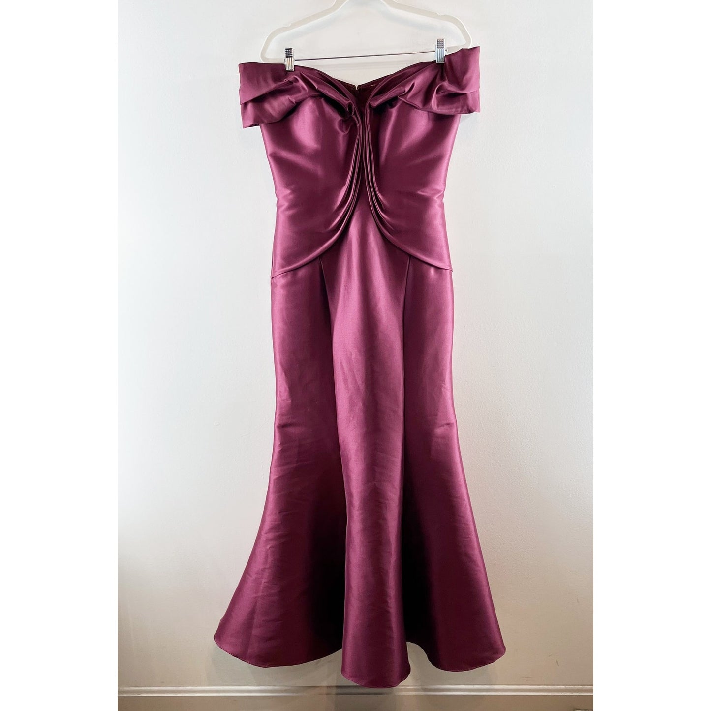 Terani Couture Off The Shoulder Maxi Long Mermaid Gown Dress Wine 10