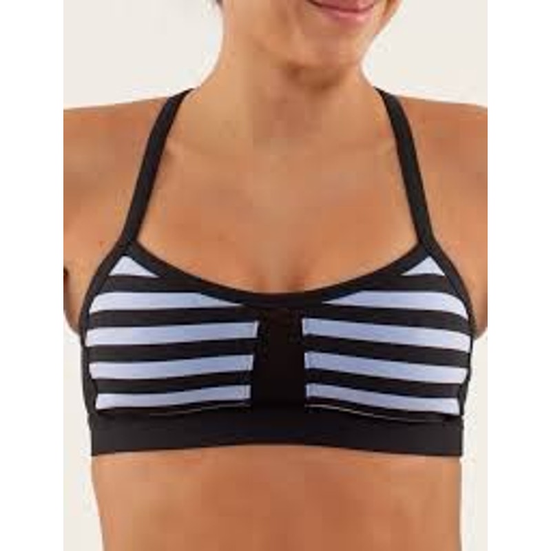 Lululemon Striped Racerback Sports Bra Black Purple 4