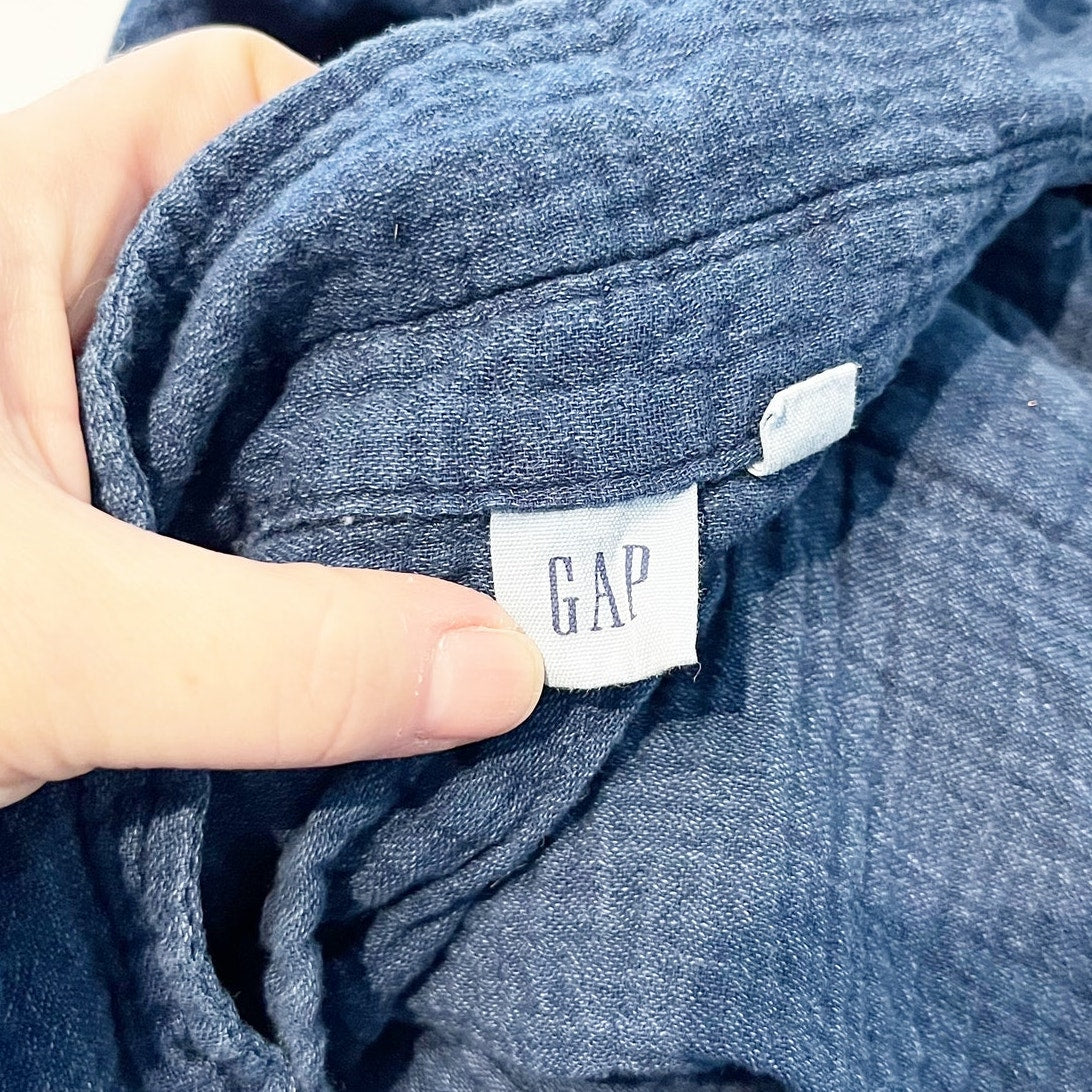 GAP Muslin Long Sleeve Chest Pocket Button-Up Shirt Top Dark Blue XXL