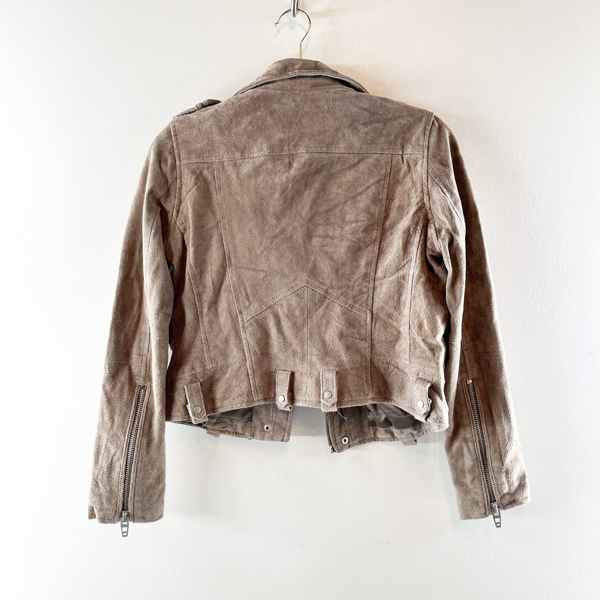 Blank Nyc Sand Stoner Leather Moto Jacket Sand Beige Tan Small