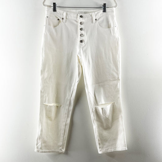 Lucky Brand Mid-Rise Cropped Button-Fly Authentic Straight Jeans White 10 / 30