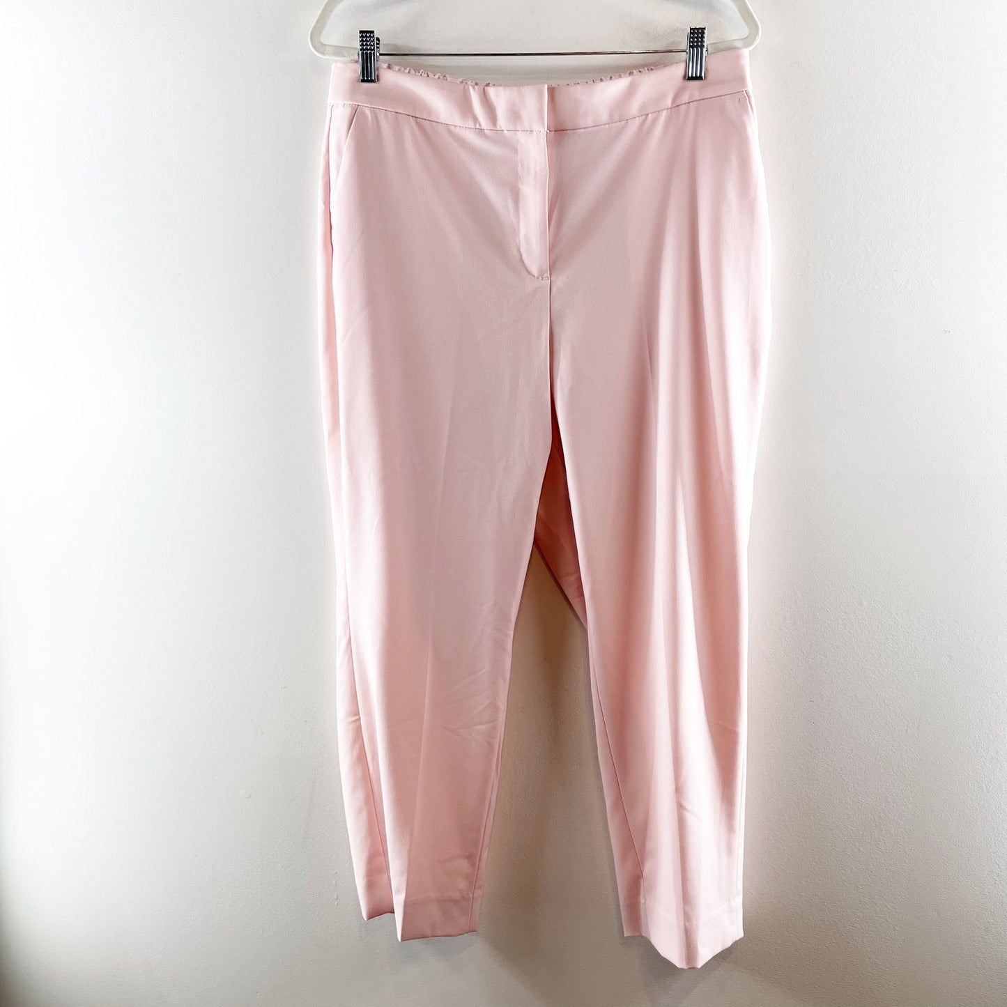 J. Crew High Rise Elastic Back Waist Straight Leg Trouser Pants Pink 14