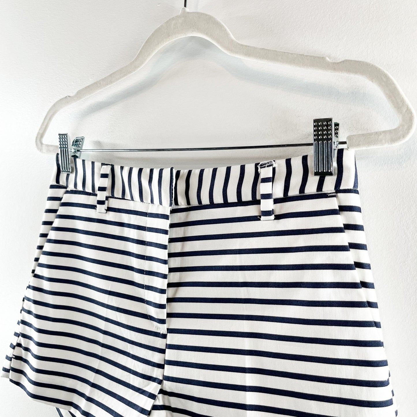 H&M High Rise Striped Chino Shorts Blue White 6