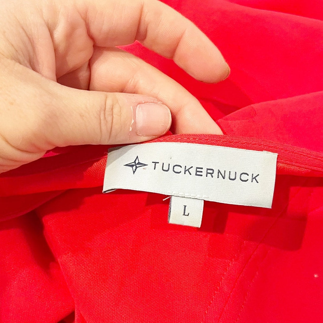 Tuckernuck Long Sleeve V Neck Blouse Poppy Red Large