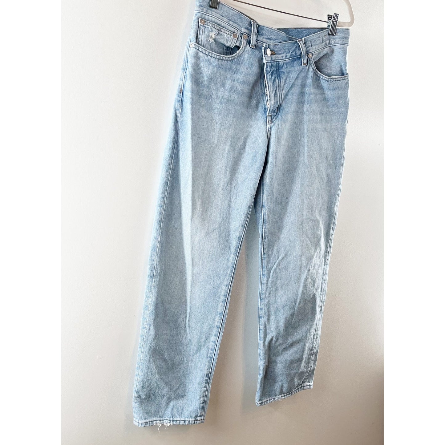 Madewell Low-Slung Cotton Cross-Tab Waist Denim Straight Jeans Sevilla Wash 27