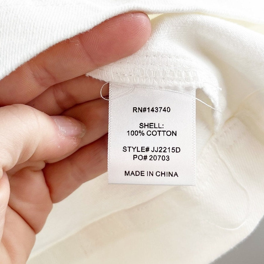 Hyacinth House Stretch Denim Puff Sleeve Juniper Mini Shift Dress White Medium