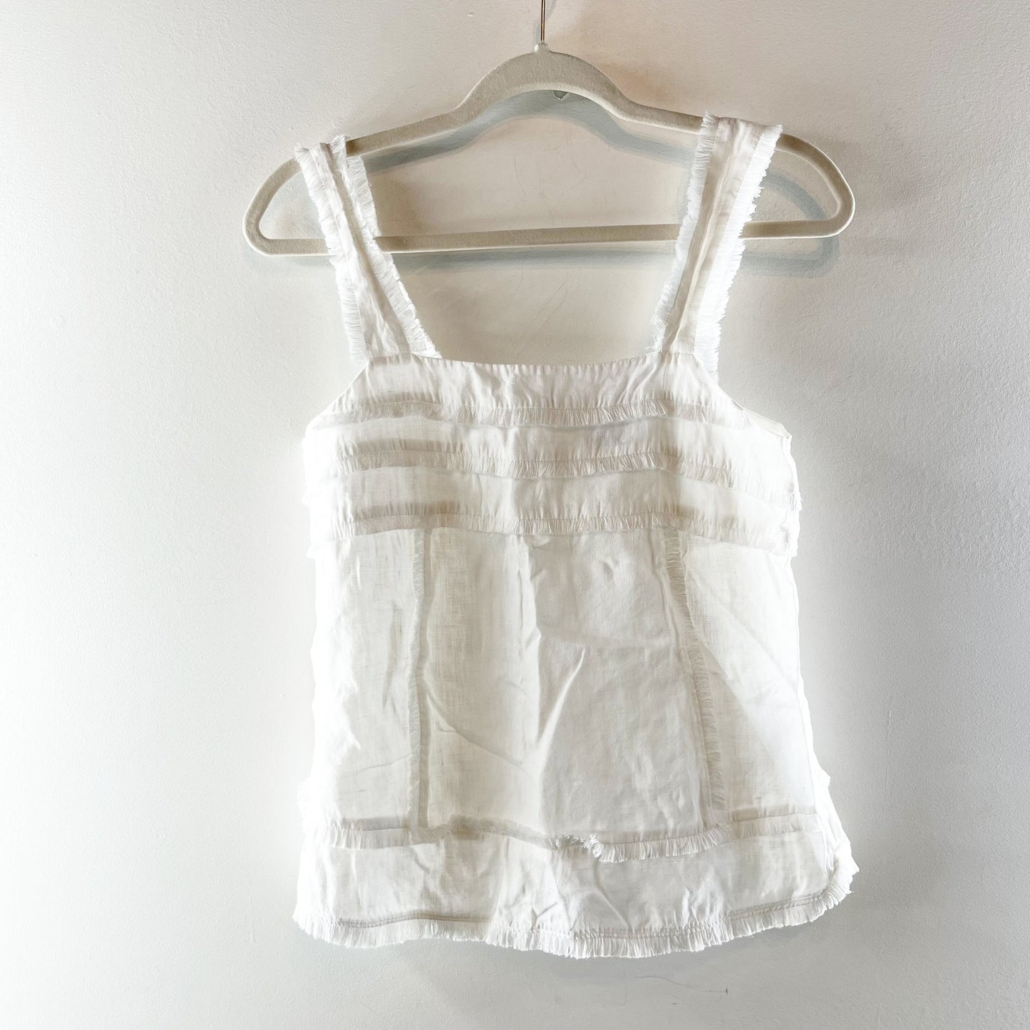 J. Crew Square Neck Linen Cami Tank Top White 0