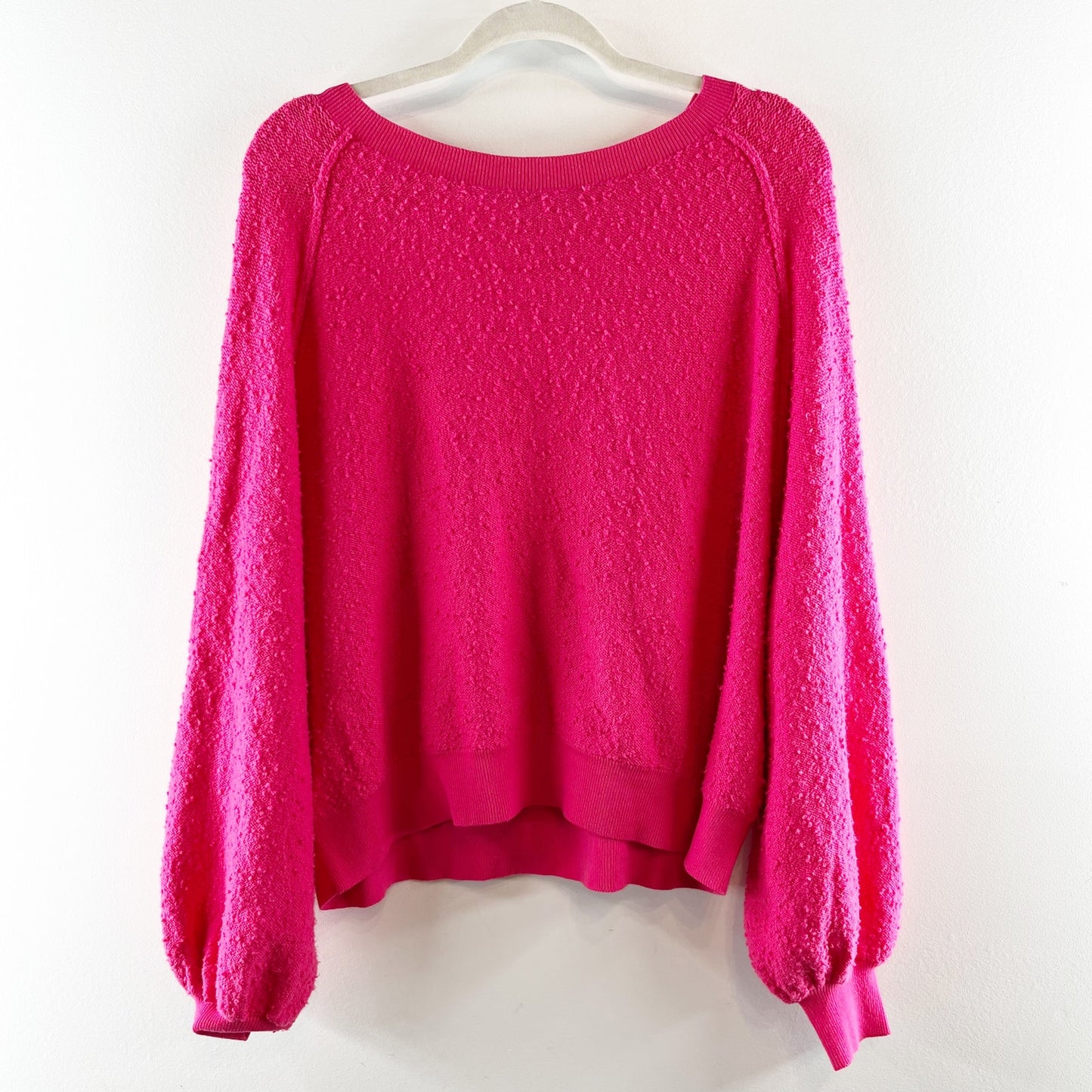 Free People Found My Friend Pullover Popcorn Oversized Sweater Pink Small