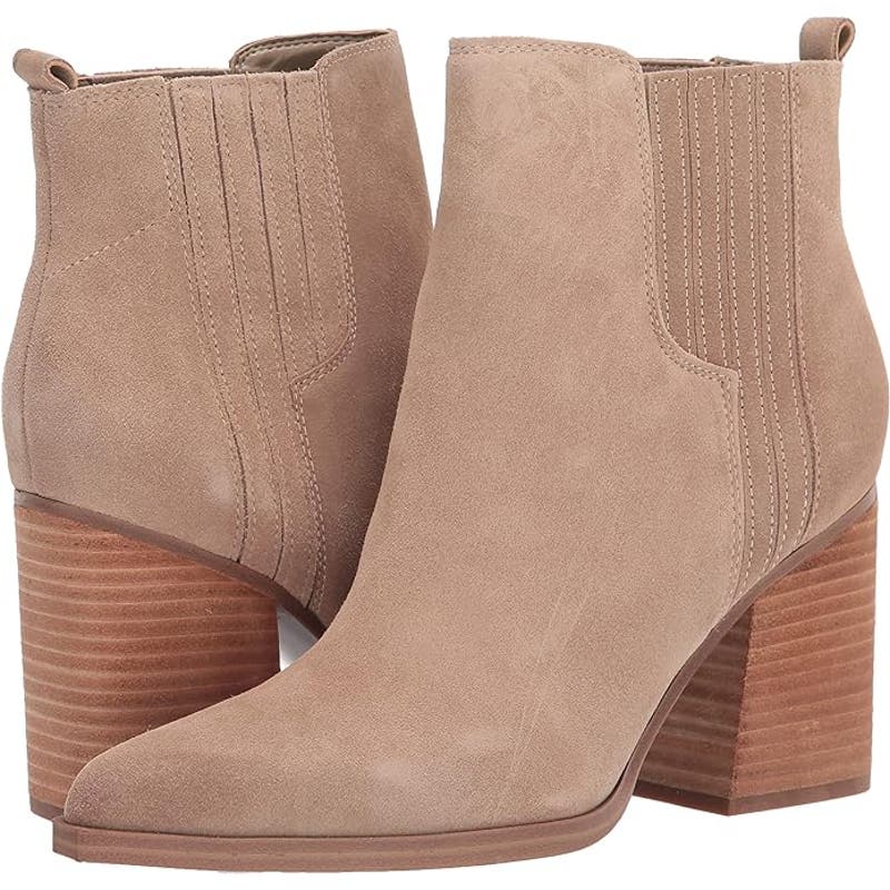 Marc Fisher Mloshay Leather Ankle Pull On Western Booties Boots Suede Tan 9