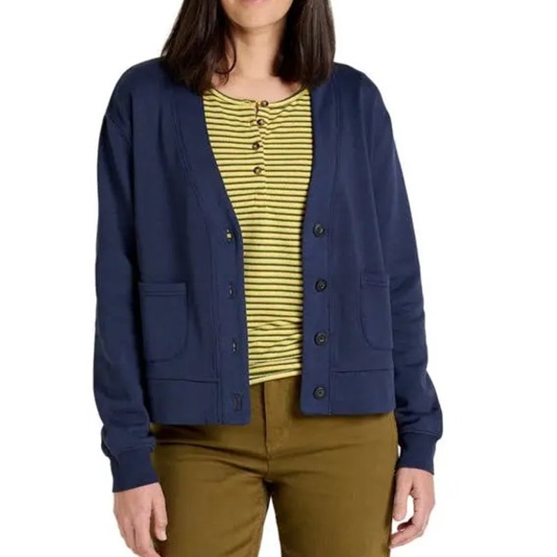 Toad & Co. Hemp Daybreaker Long Sleeve V-Neck Sweater Cardigan Big Sky Blue XL
