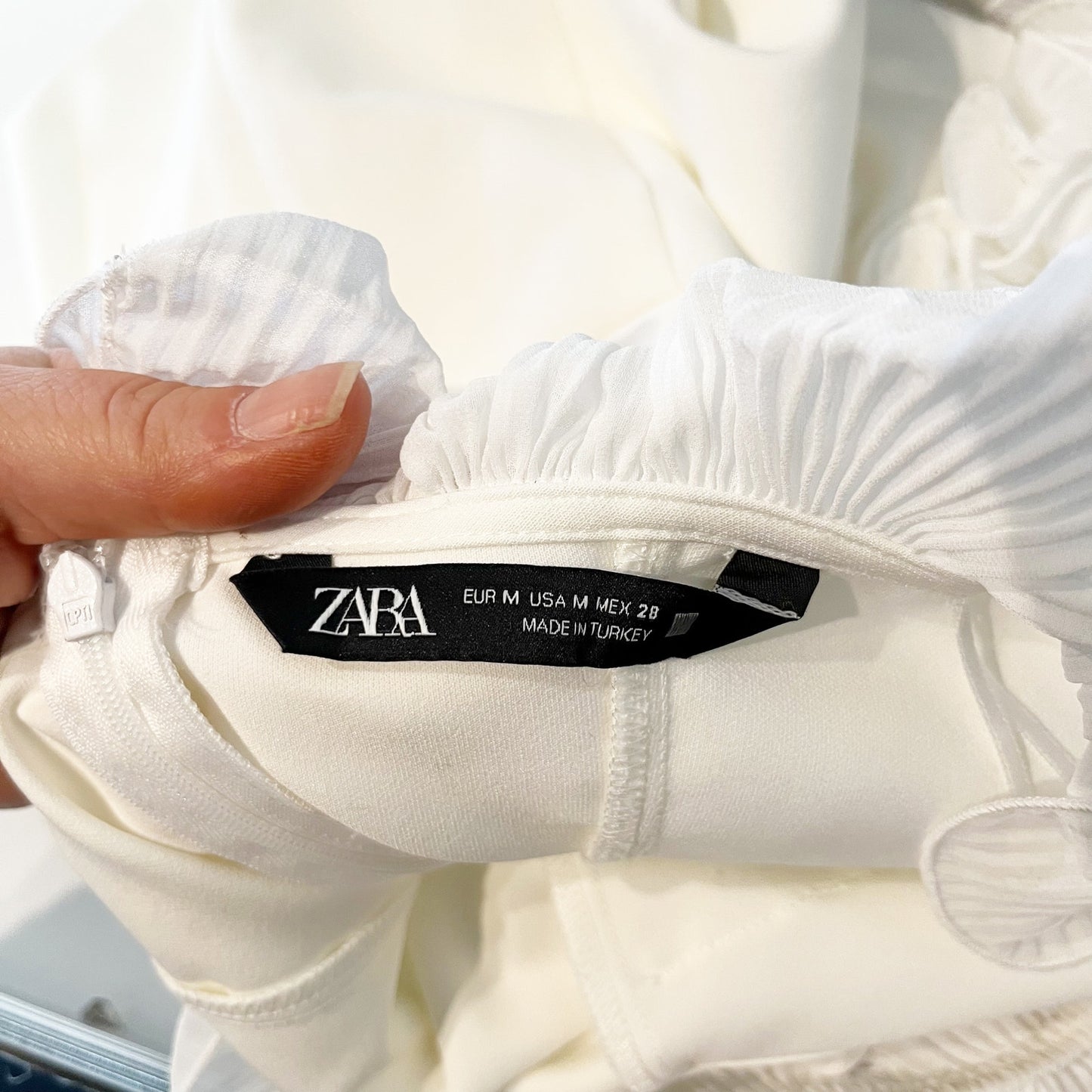 ZARA Ruffle Off Shoulder Mini Dress White Medium