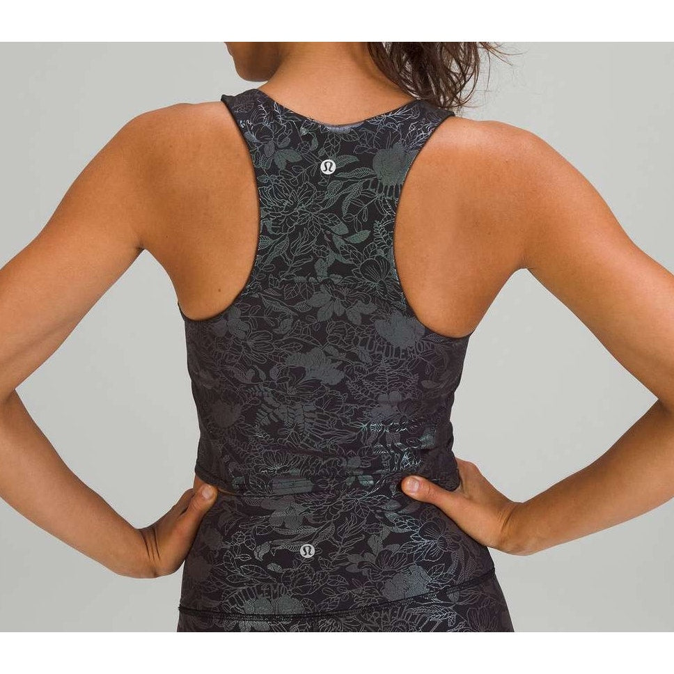 Lululemon Invigorate Training Tank Top Foil Logo Flourish Black Iridescent 6