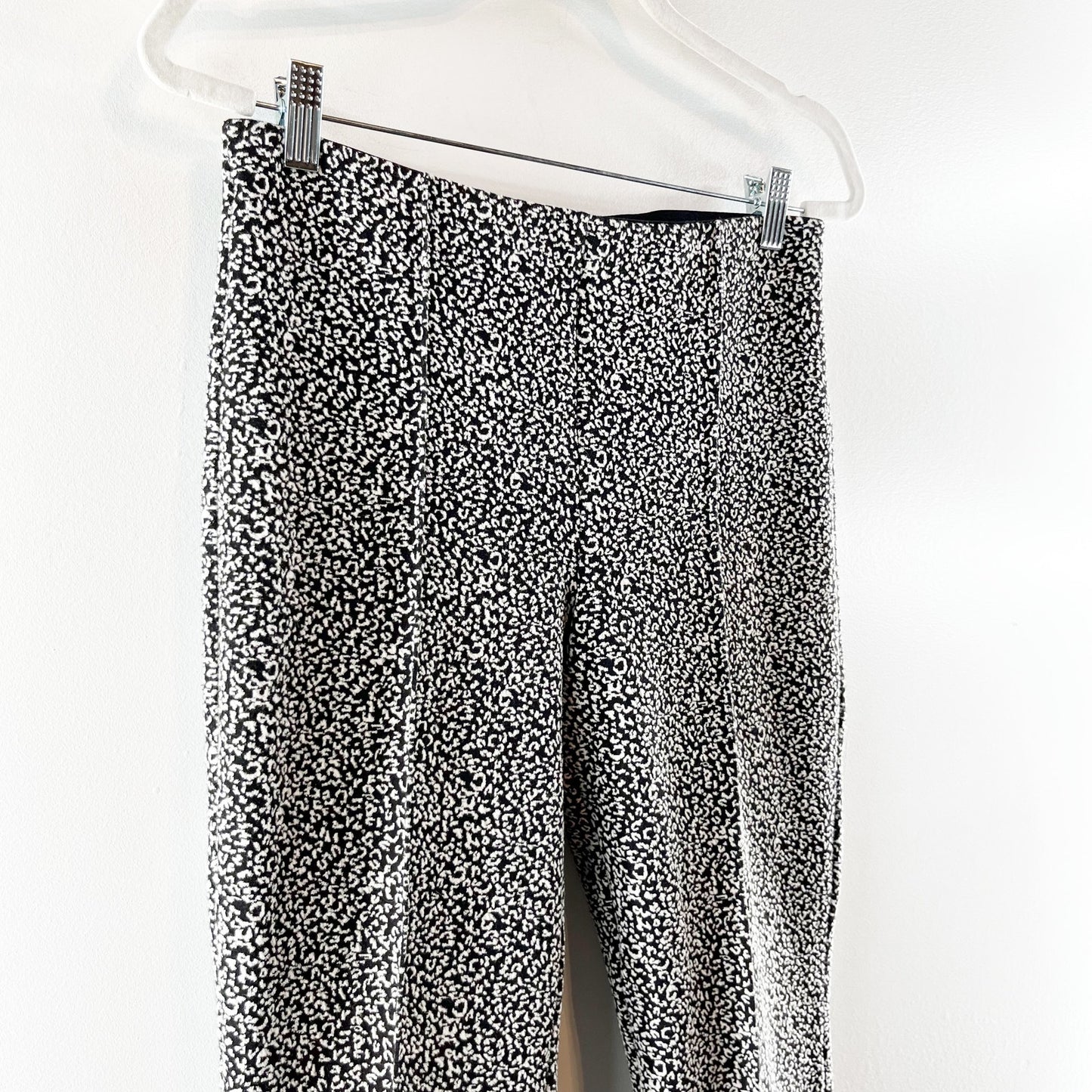Anthropologie The Essential Leopard Cropped Flare Trousers Black White Small