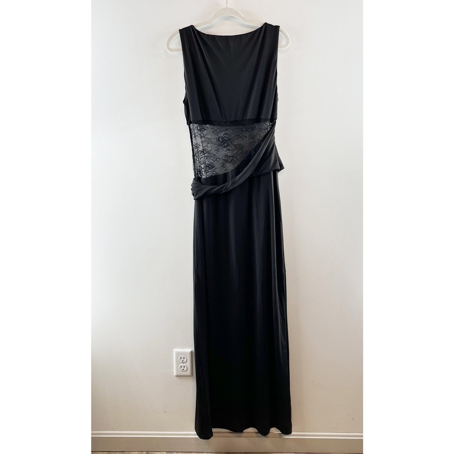 Peppermayo Karma Sheer Lace Panel Maxi Dress Black 12