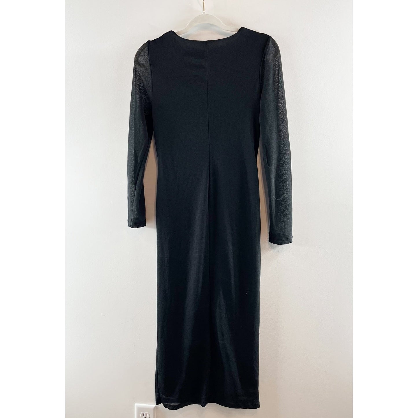 Abercrombie Long Sleeve Ruched Cutout Bodycon Midi Dress Black Medium