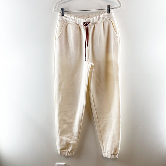 Wildfox Fleece Lined Pull On Jogger Sweatpants Cream Ivory Medium