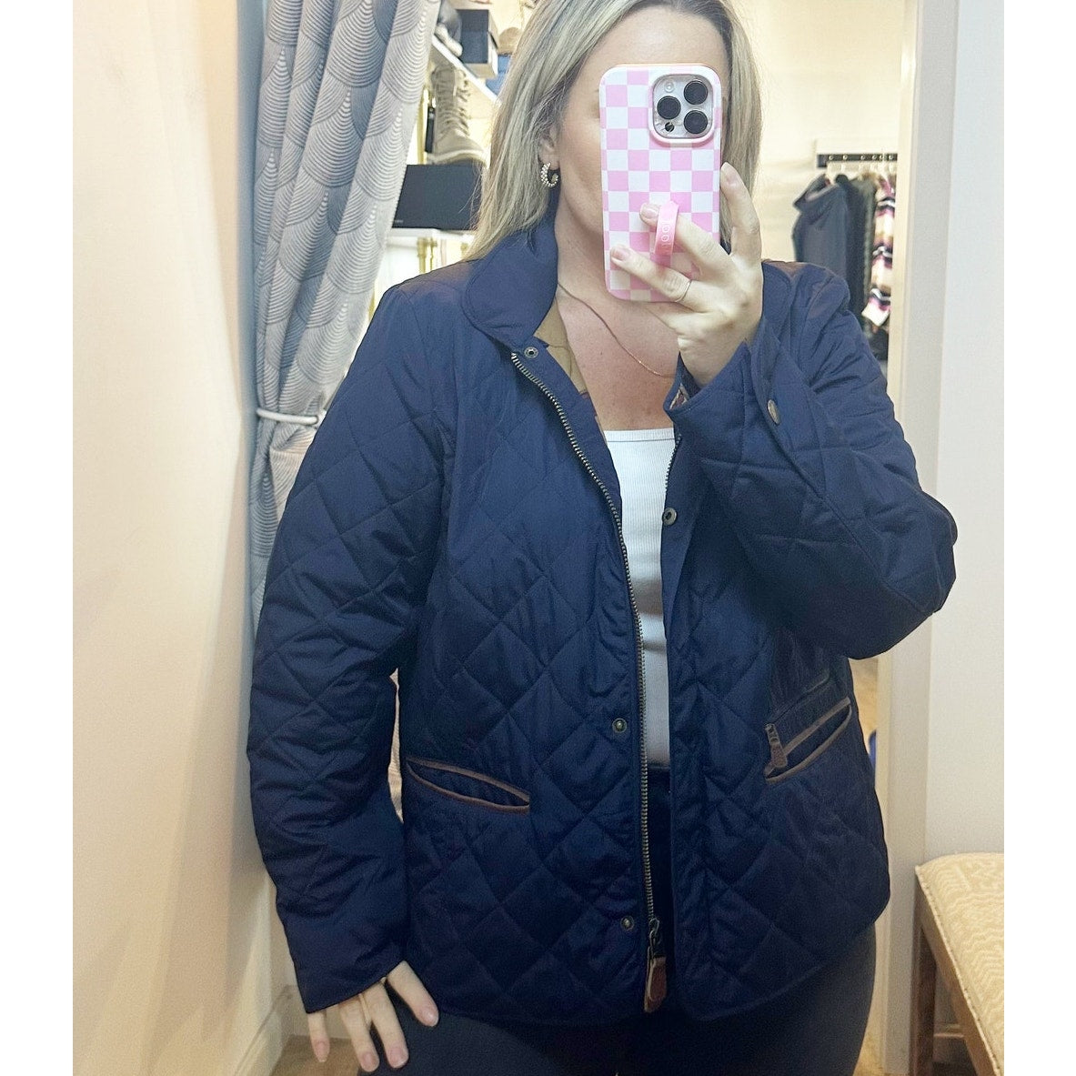 Ralph Lauren Quilted Equestrian Style Jacket Navy Blue XL