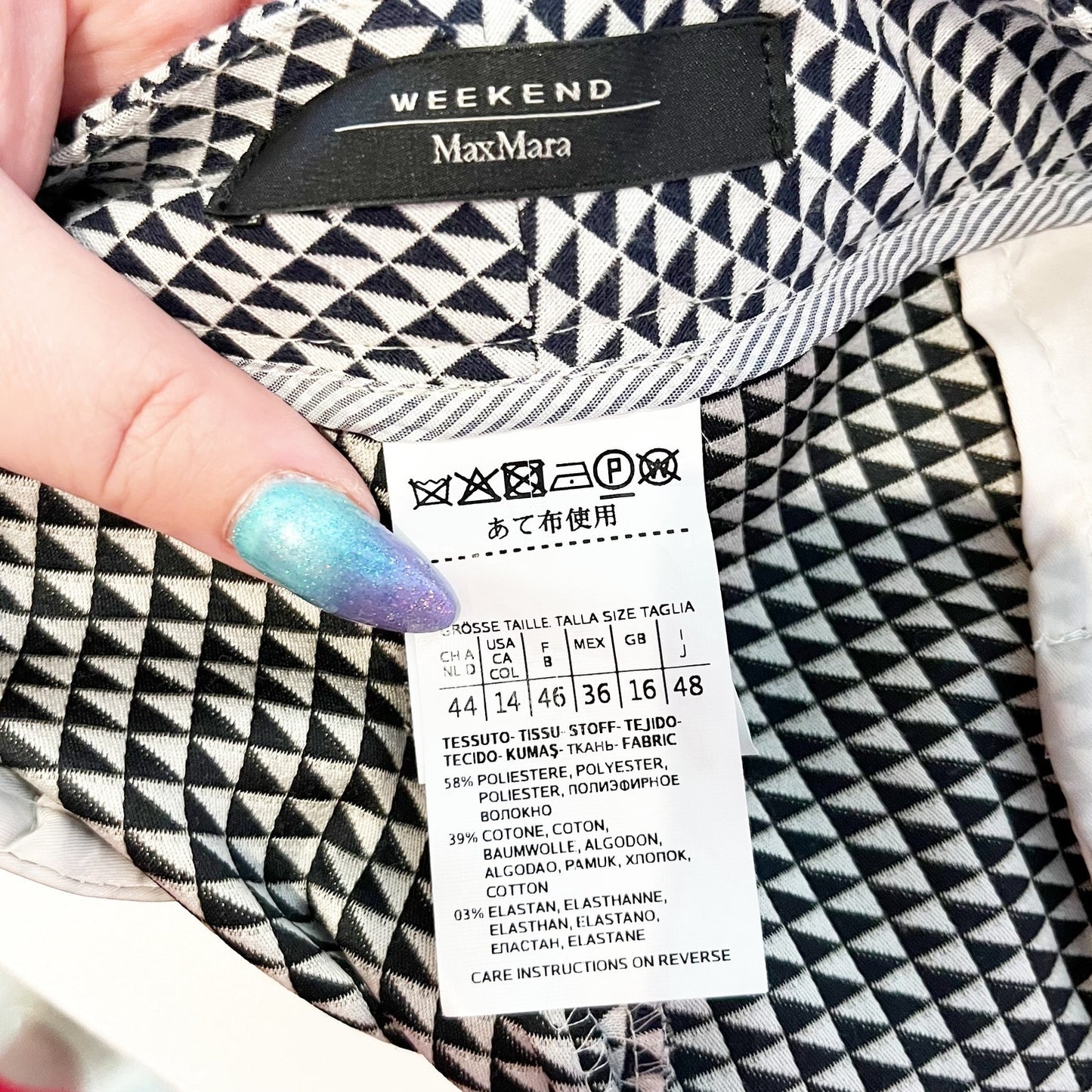 Weekend Max Mara High Rise Houndstooth Trouser Pants Gray 14
