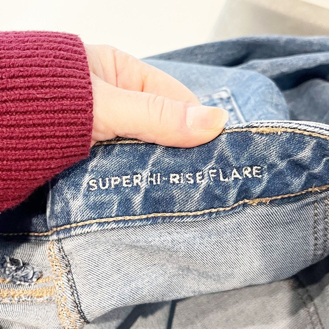 American Eagle Super High Rise Flare Jeans Blue 10