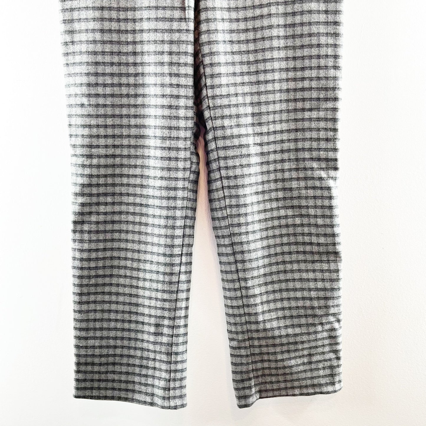 Aritzia Wilfred Wool High Rise Belted Tie Waist Plaid Check Pants Gray 6