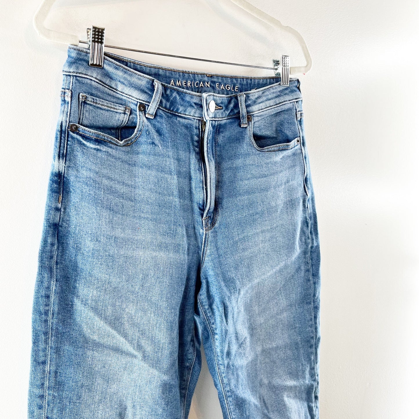 American Eagle High Rise Stretch Mom Jeans Blue 8