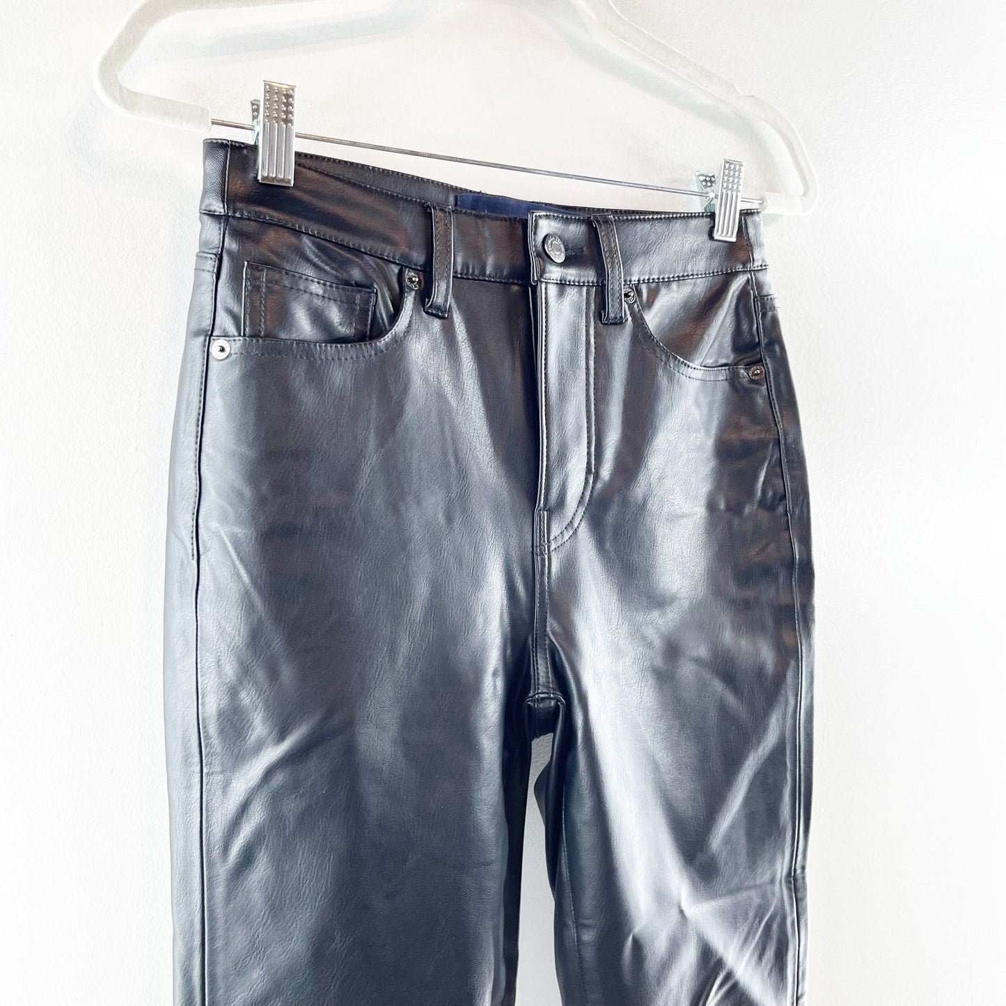 Veronica Beard High Rise Carly Kick Flare Vegan Leather Pants Black 26