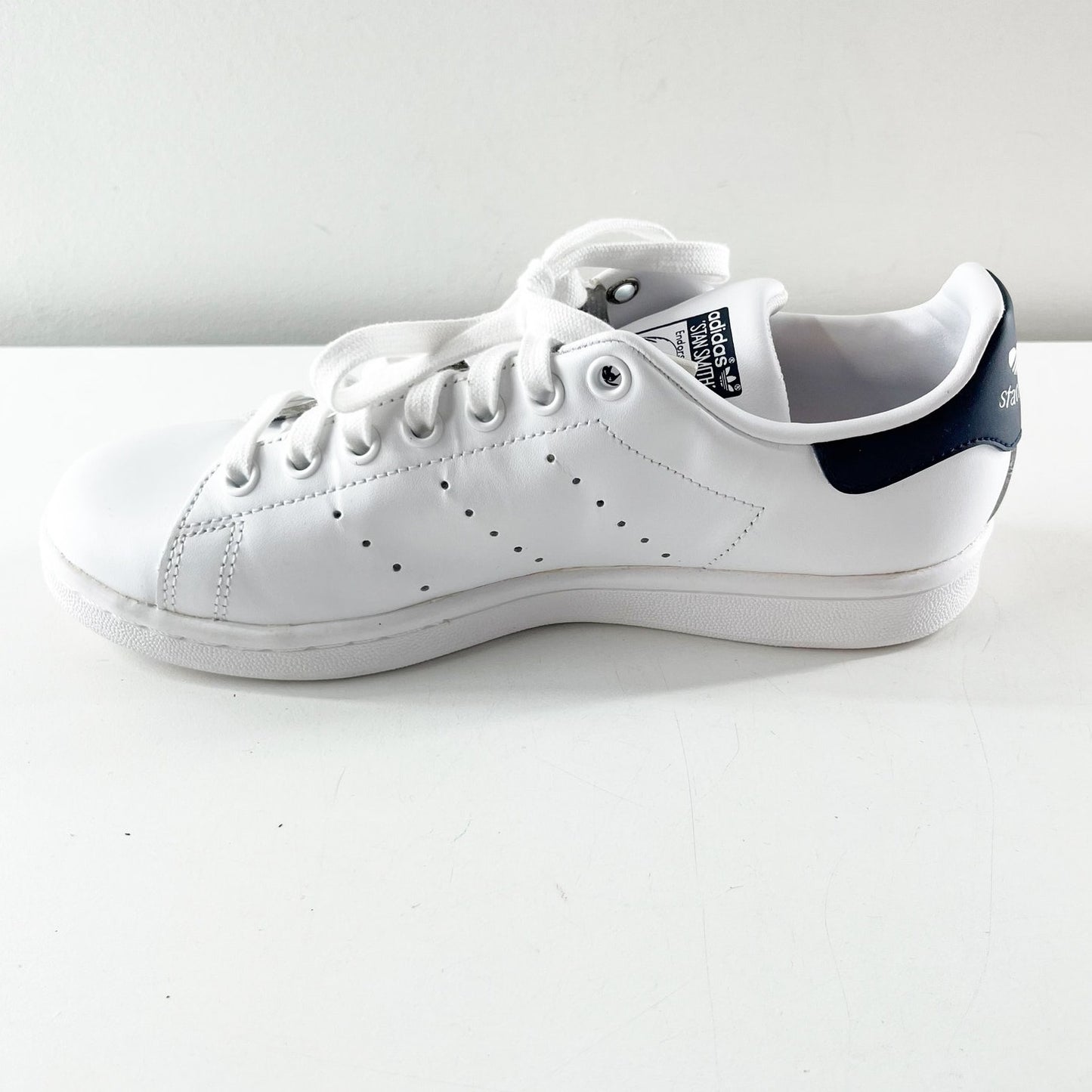 Adidas Stan Smith Low Top Lace Up Court Shoes Sneakers White Blue 7