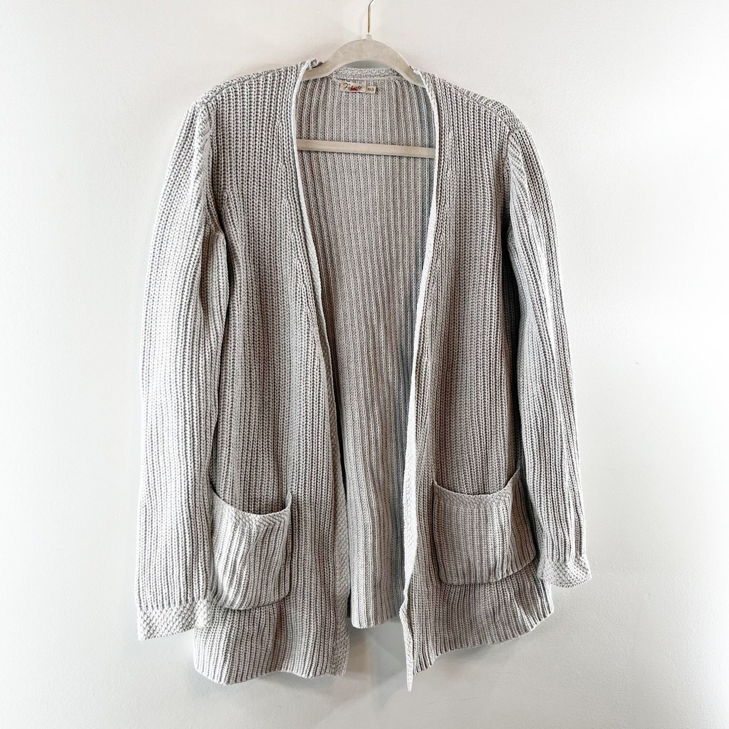 Faherty Cotton-Cashmere Long Sleeve Open Front Lumi Cardigan Sweater Gray XS