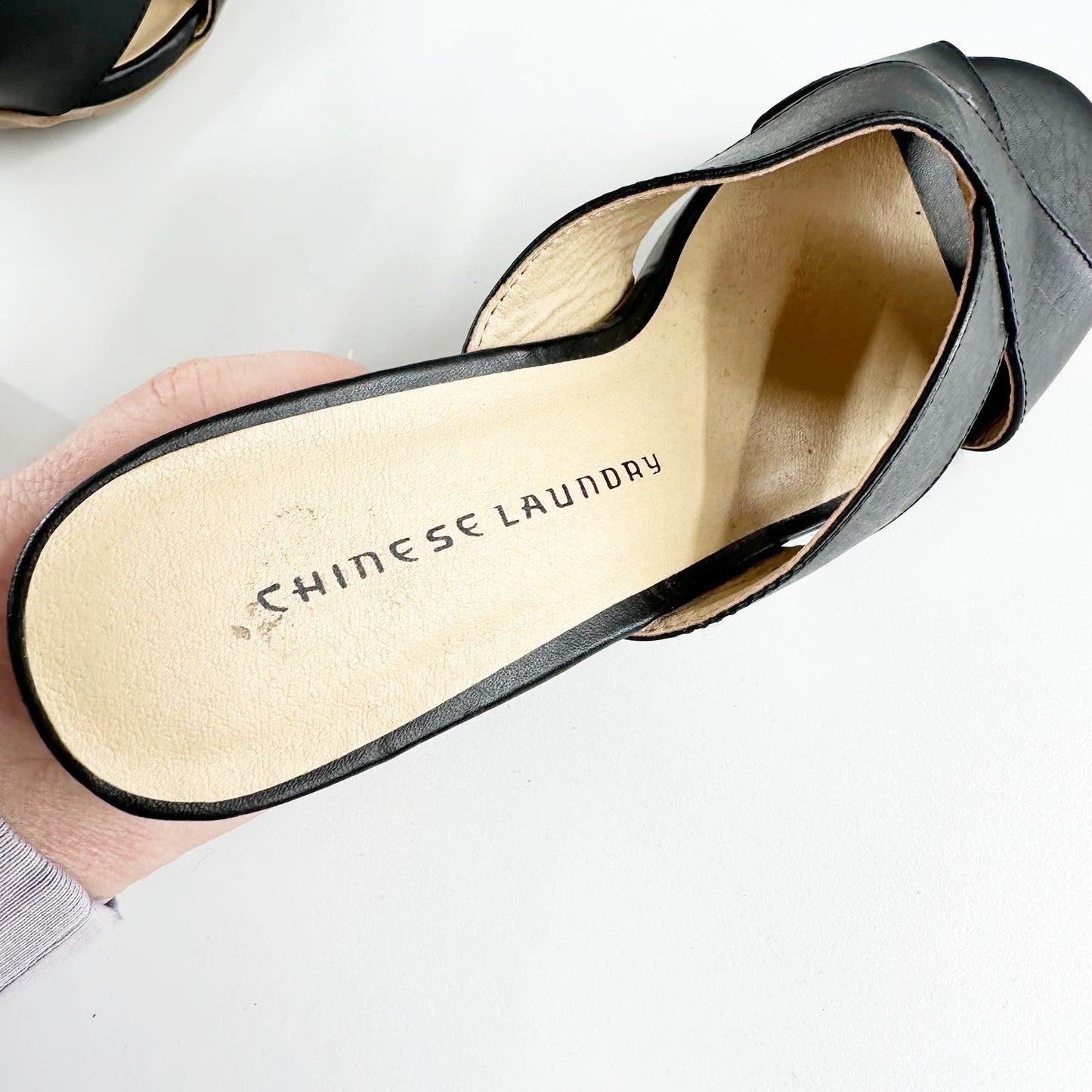 Chinese Laundry Slide Block Heel Open Toe Sandals Heels Black 10