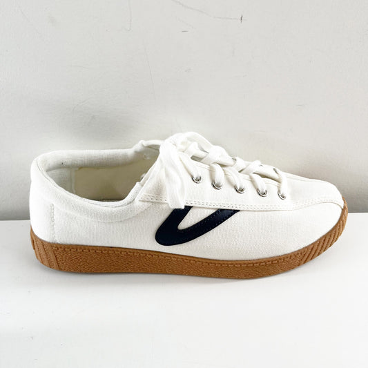 Tretorn Nylite Canvas Lace Up Low Top Sneakers White Navy Blue Gum 8