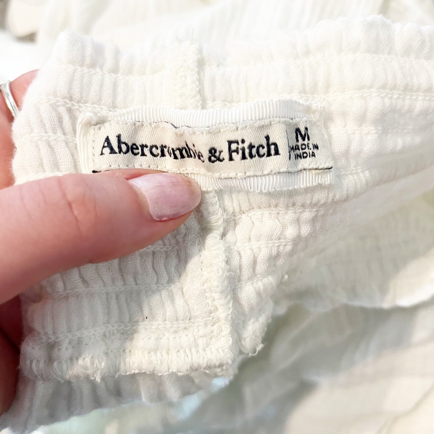 Abercrombie & Fitch Gauzy High Waisted Wide Leg Beach Pants White Medium