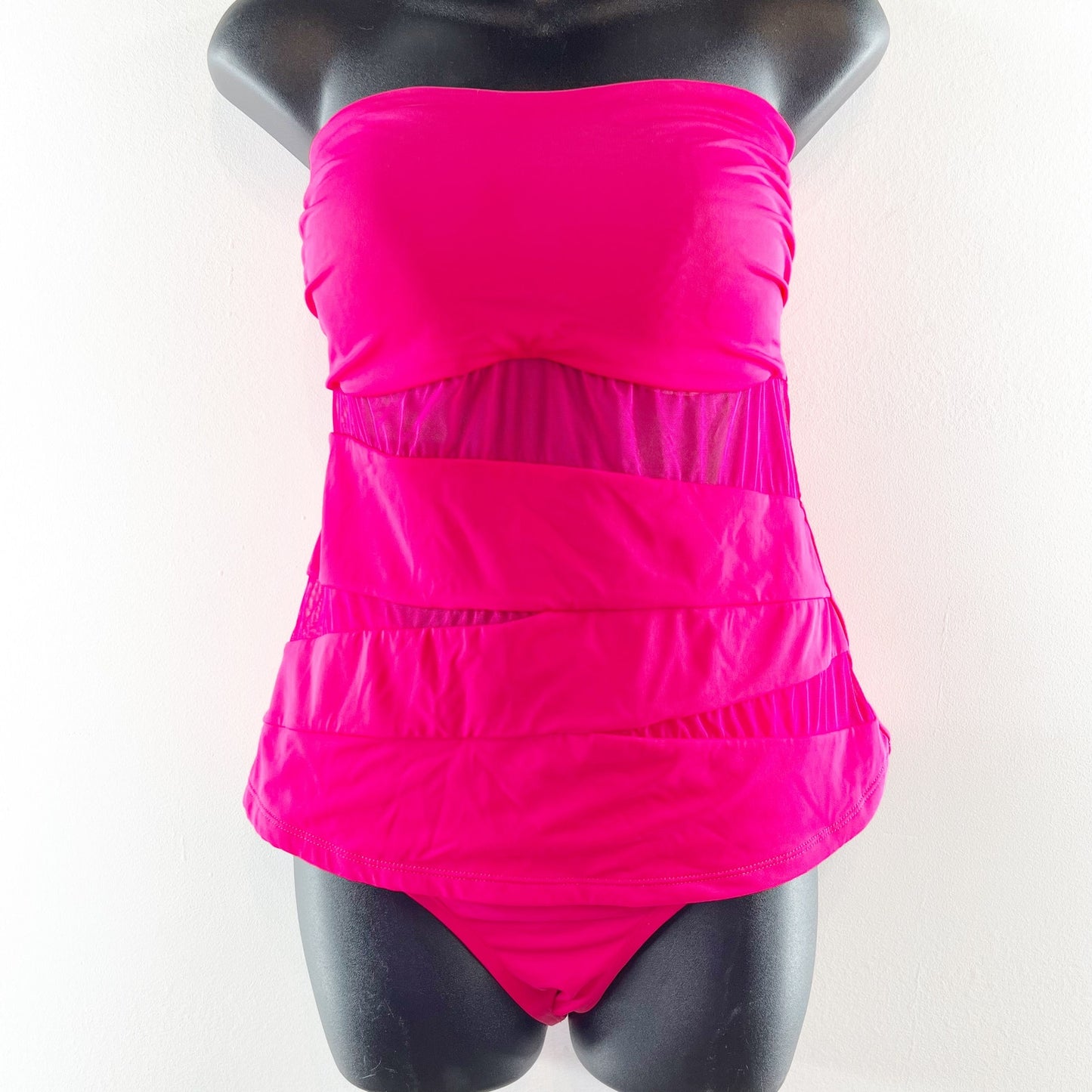 Swimsuits For All Strapless Mesh Two Piece Swimsuit Bikini Set Pink 14