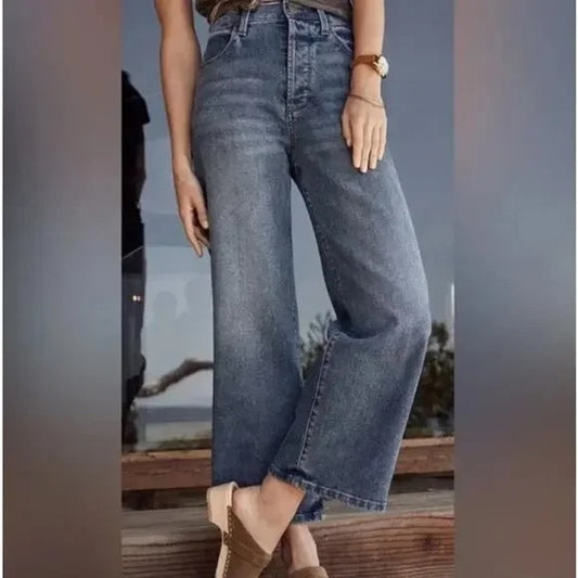 Evereve High Rise Ever Trouser Wide Leg Jeans Blue 25