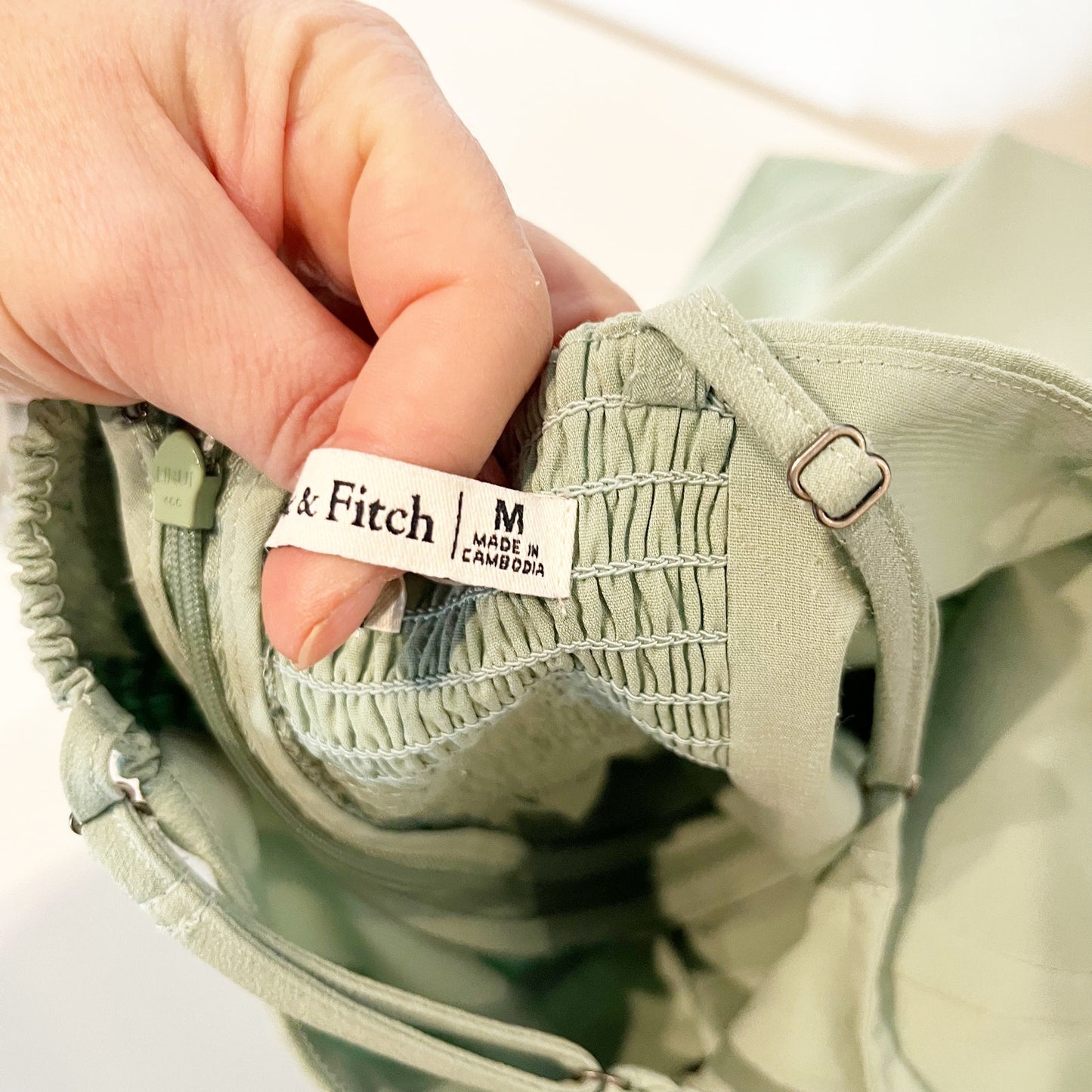 Abercrombie Lace Up Front Corset Slip Midi Dress Green Medium