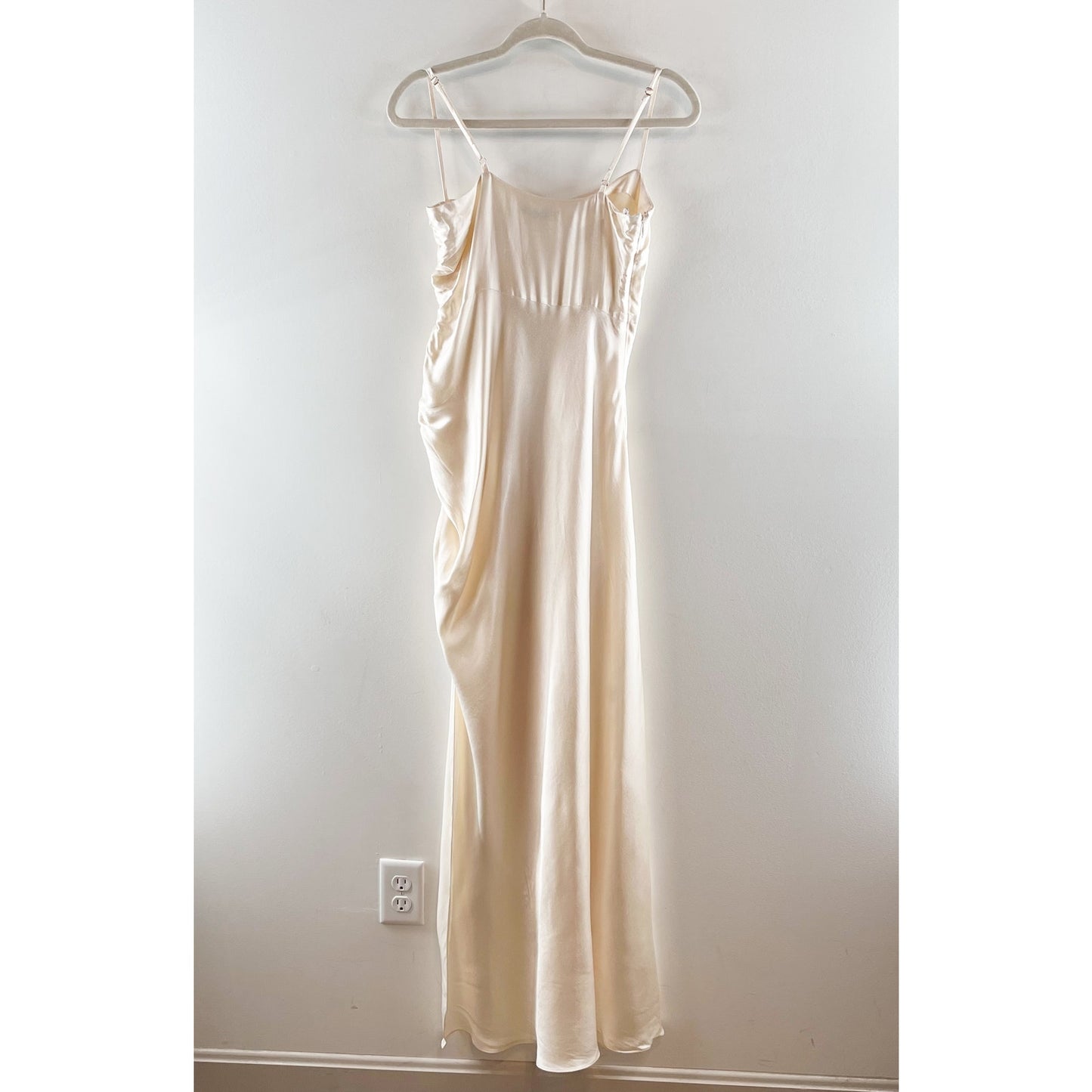 Shona Joy La Lune Ruched Side Slit Maxi Formal Slip l Dress Gown Cream 4