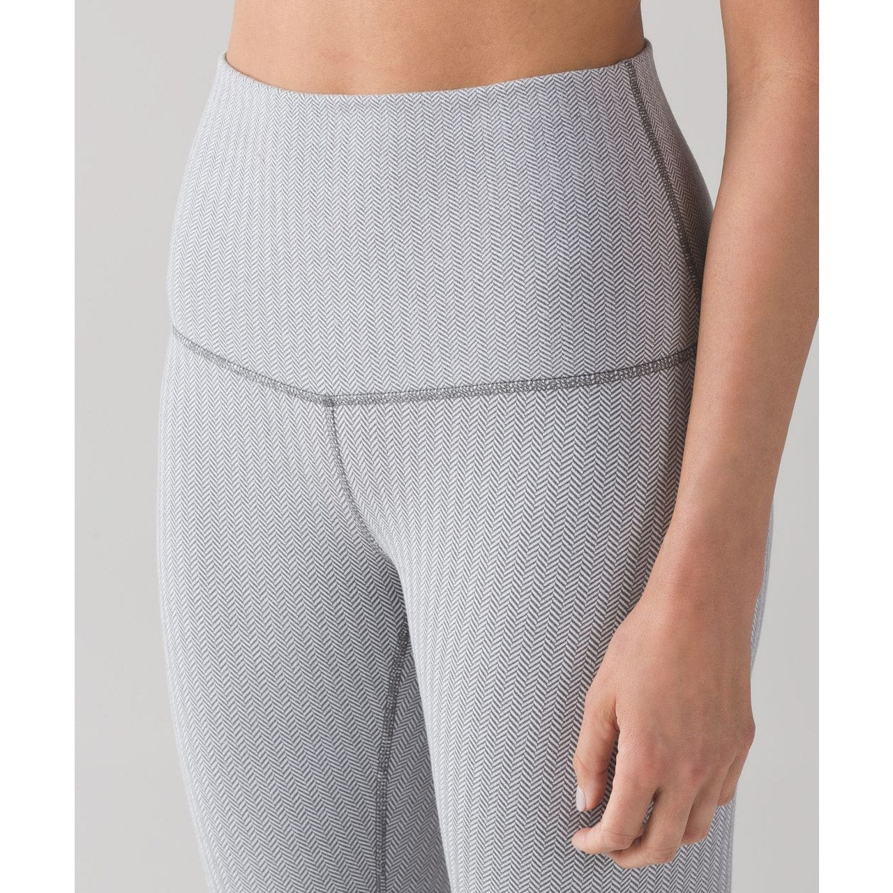 Lululemon Wunder Under High Rise Leggings Heathered Herringbone White Slate 8