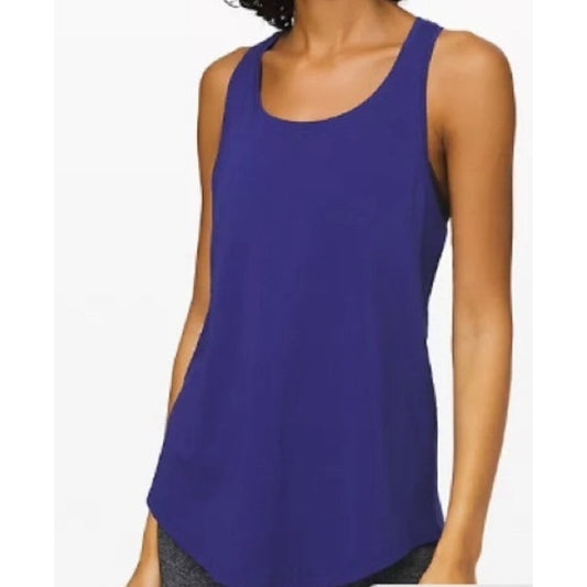 Lululemon Love Cotton Curved Hem Racerback Tank Top Blue Medium