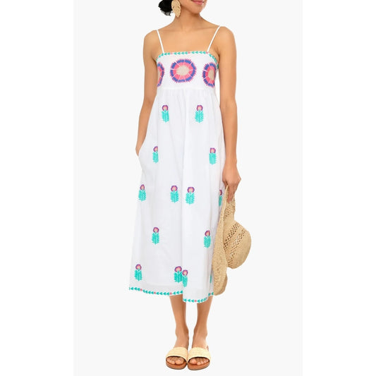 Tuckernuck Nimo with Love Flower Agate Embroidered Midi Dress White Small