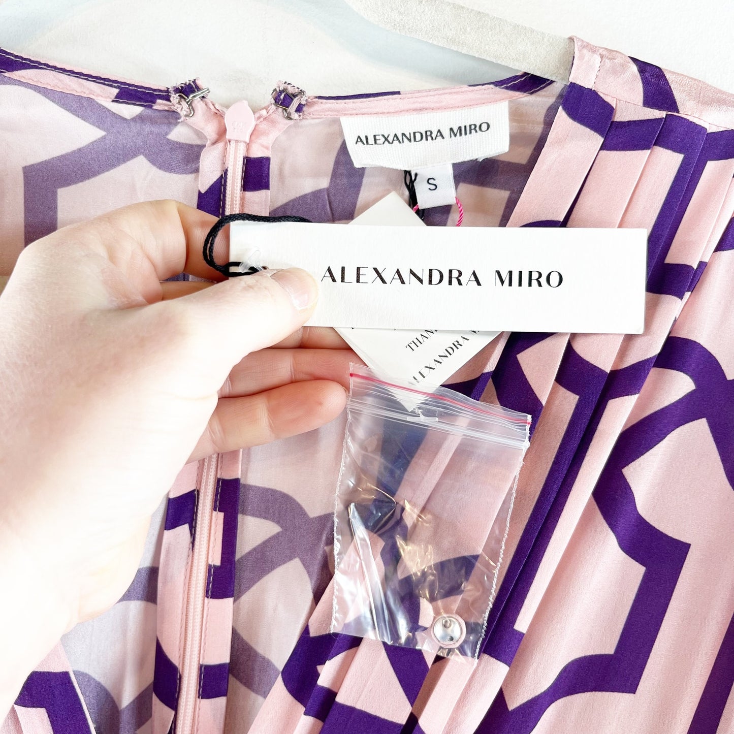 Alexandra Miro Gaia Long Sleeve Button Front Maxi Dress Moroccan Tile Pink Small