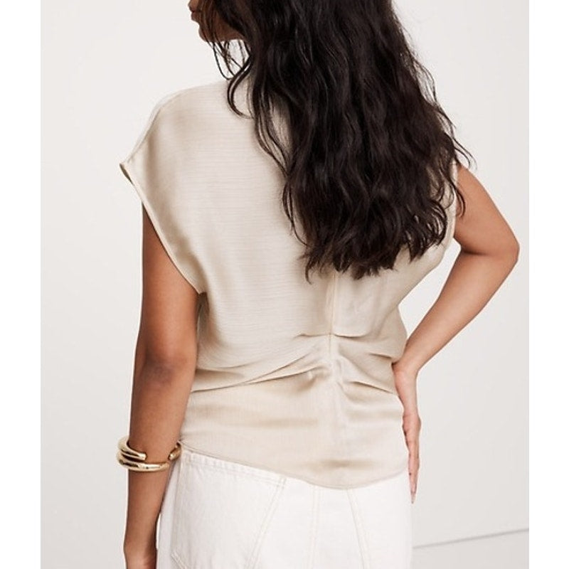 Banana Republic Short Sleeve V Neck Bias Cut Top Blouse Champagne Ivory Small P