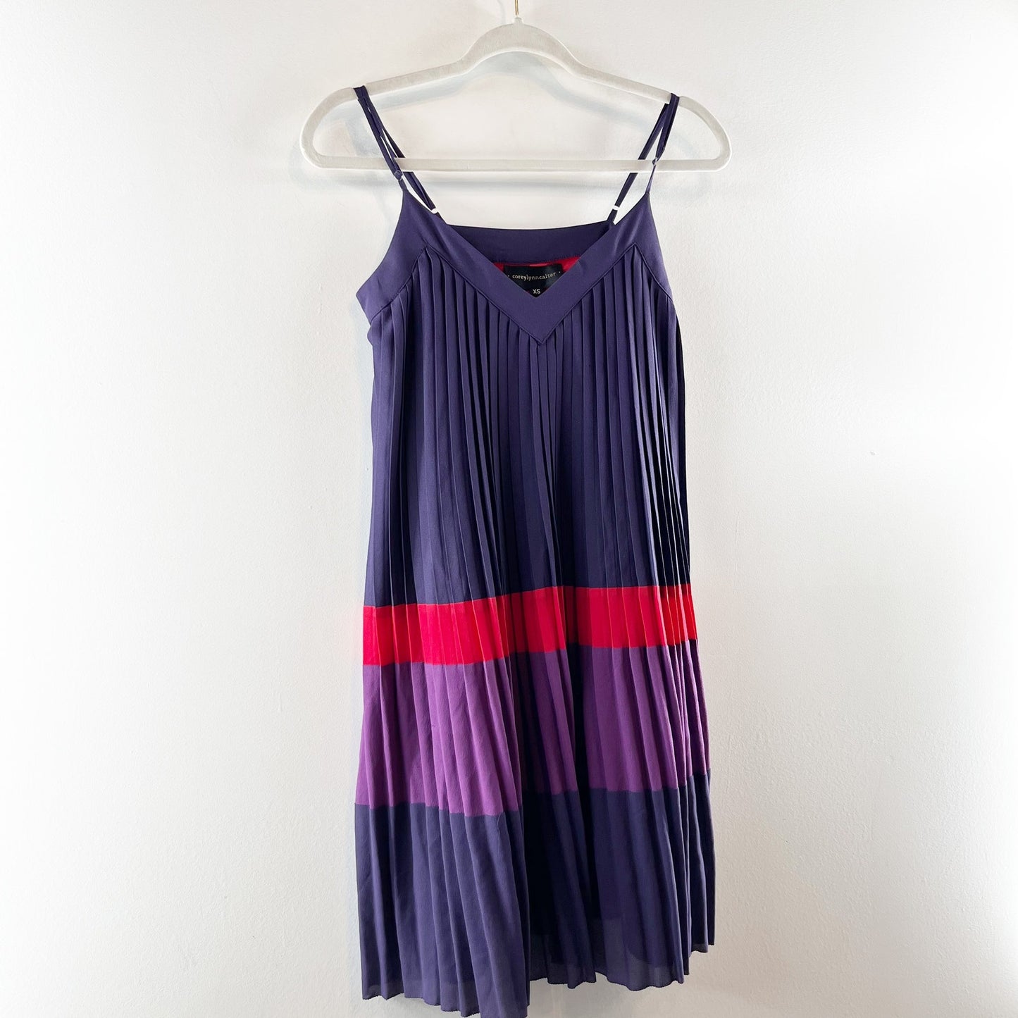 Corey Lynn Calter Pleated Plisse Mini Tunic Dress Purple XS